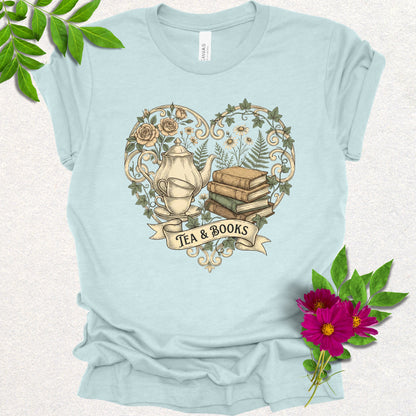 Vintage Tea & Books Heart Tee