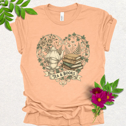 Vintage Tea & Books Heart Tee