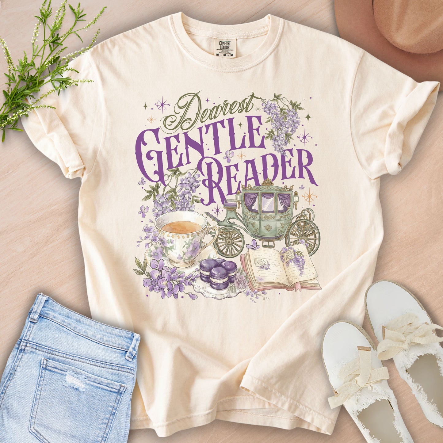 Gentle Reader Floral Vintage Book Lover Tee