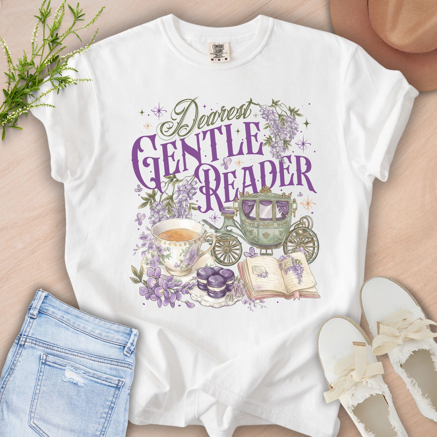 Gentle Reader Floral Vintage Book Lover Tee