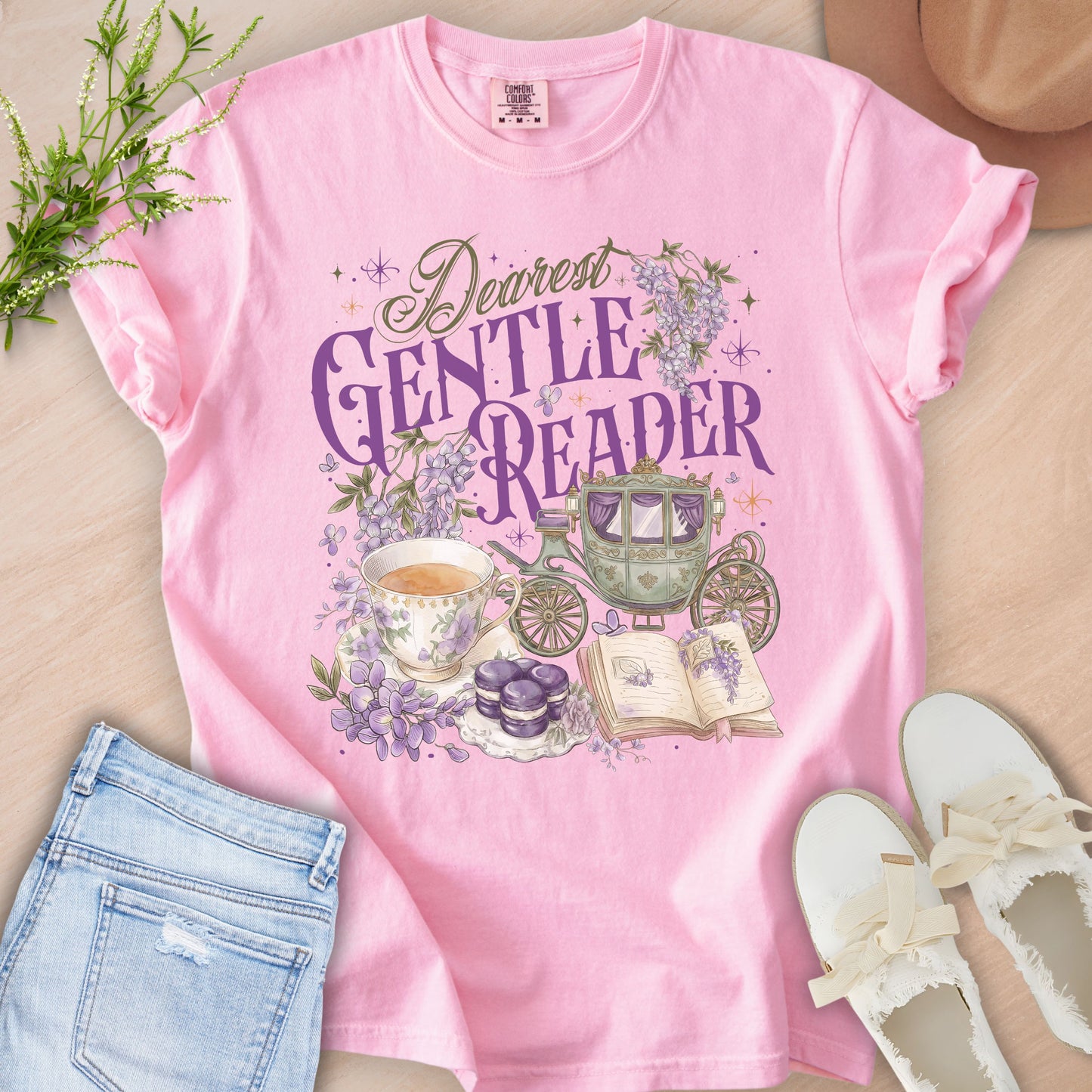 Gentle Reader Floral Vintage Book Lover Tee
