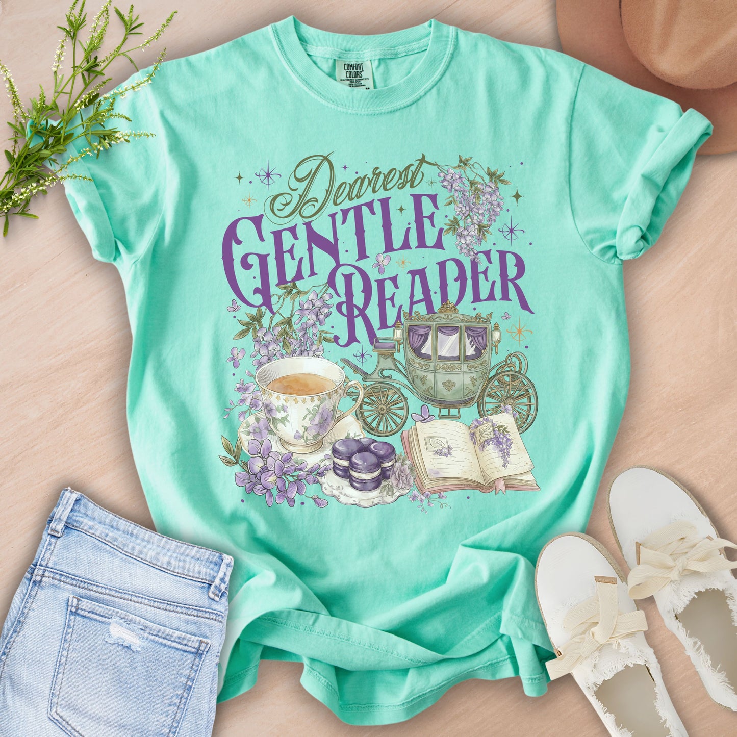 Gentle Reader Floral Vintage Book Lover Tee