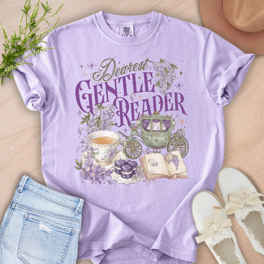 Gentle Reader Floral Vintage Book Lover Tee