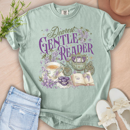 Gentle Reader Floral Vintage Book Lover Tee