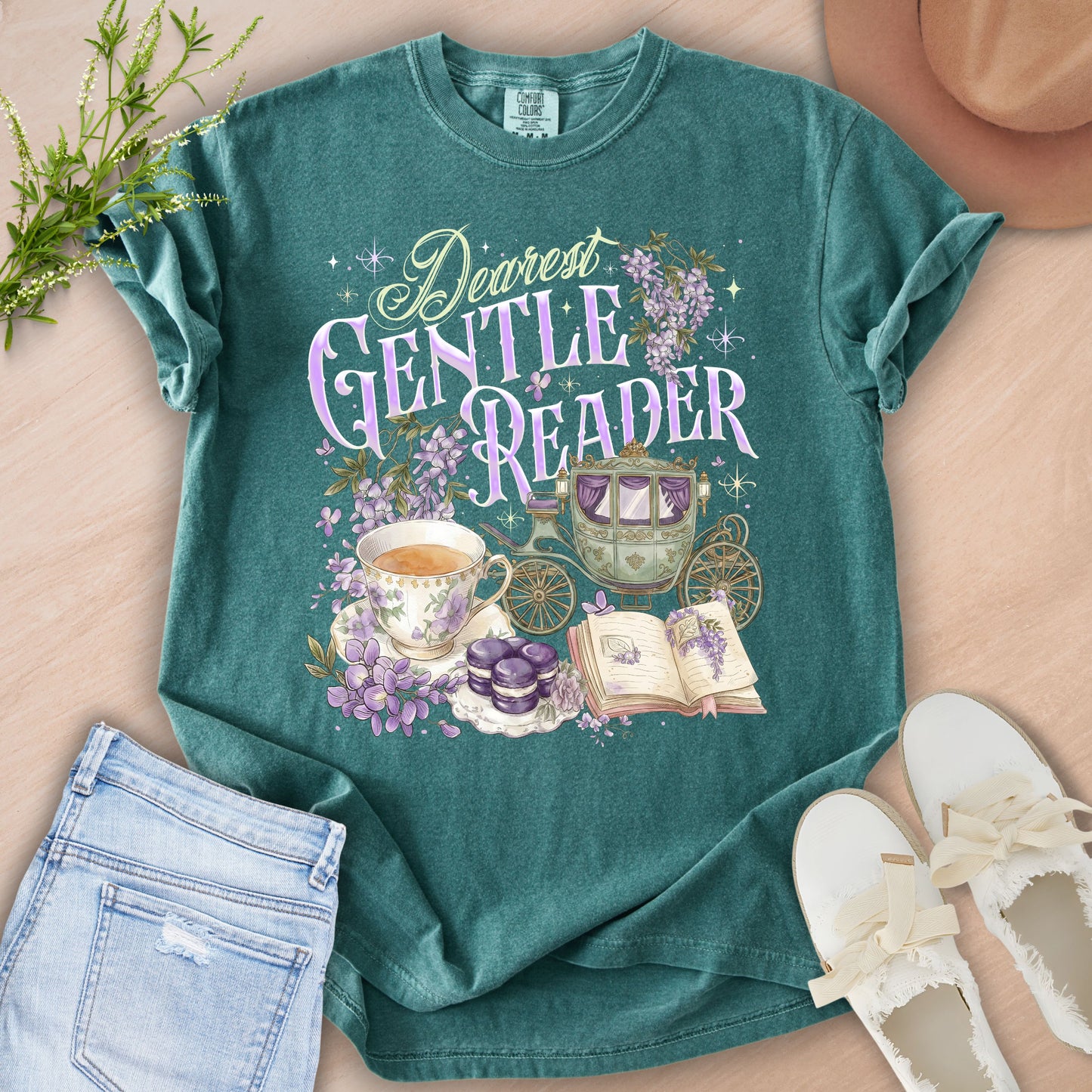 Gentle Reader Floral Vintage Book Lover Tee