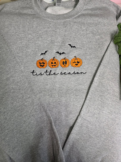 Embroidered Tis The Season Pumpkin Sweatshirt