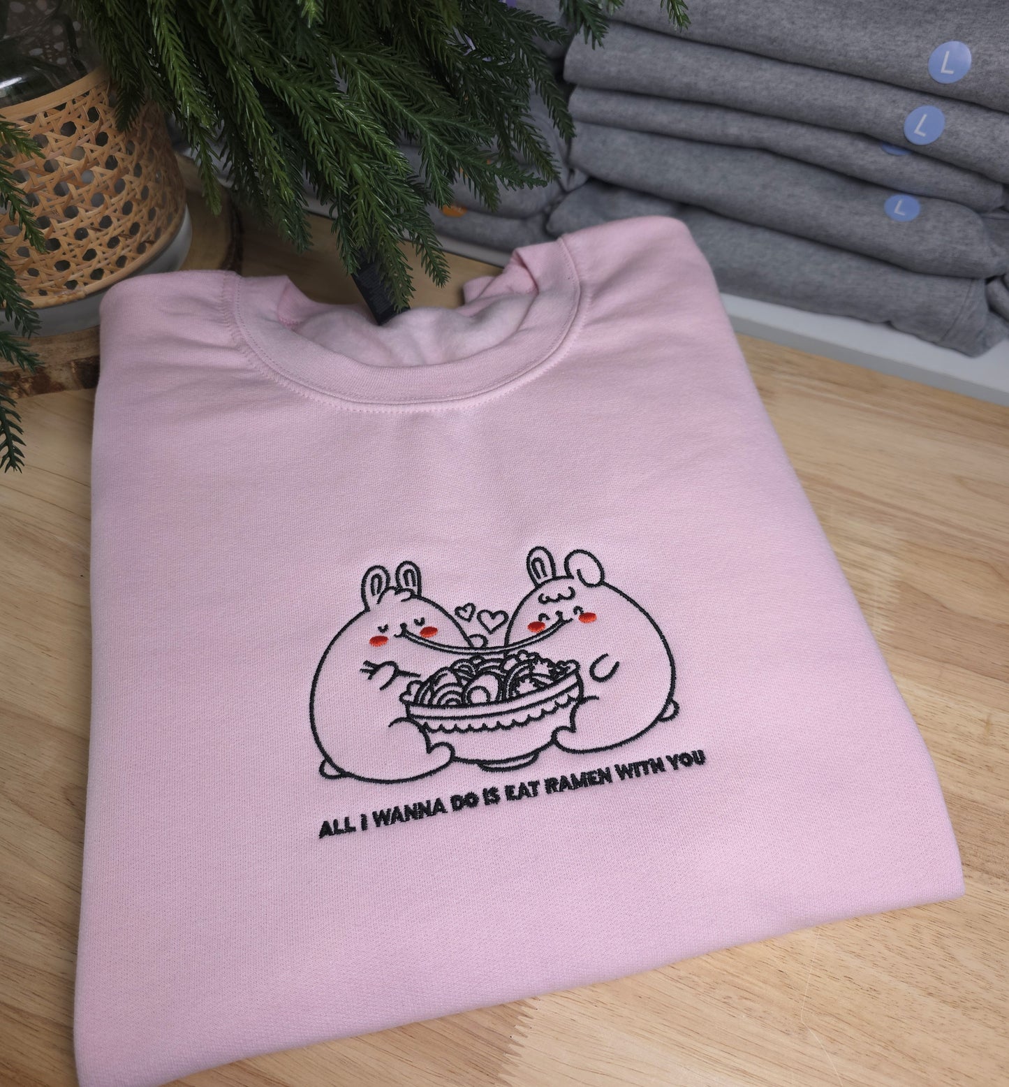 Embroidered All I Wanna Do Is Eat Ramen With You Sweatshirt