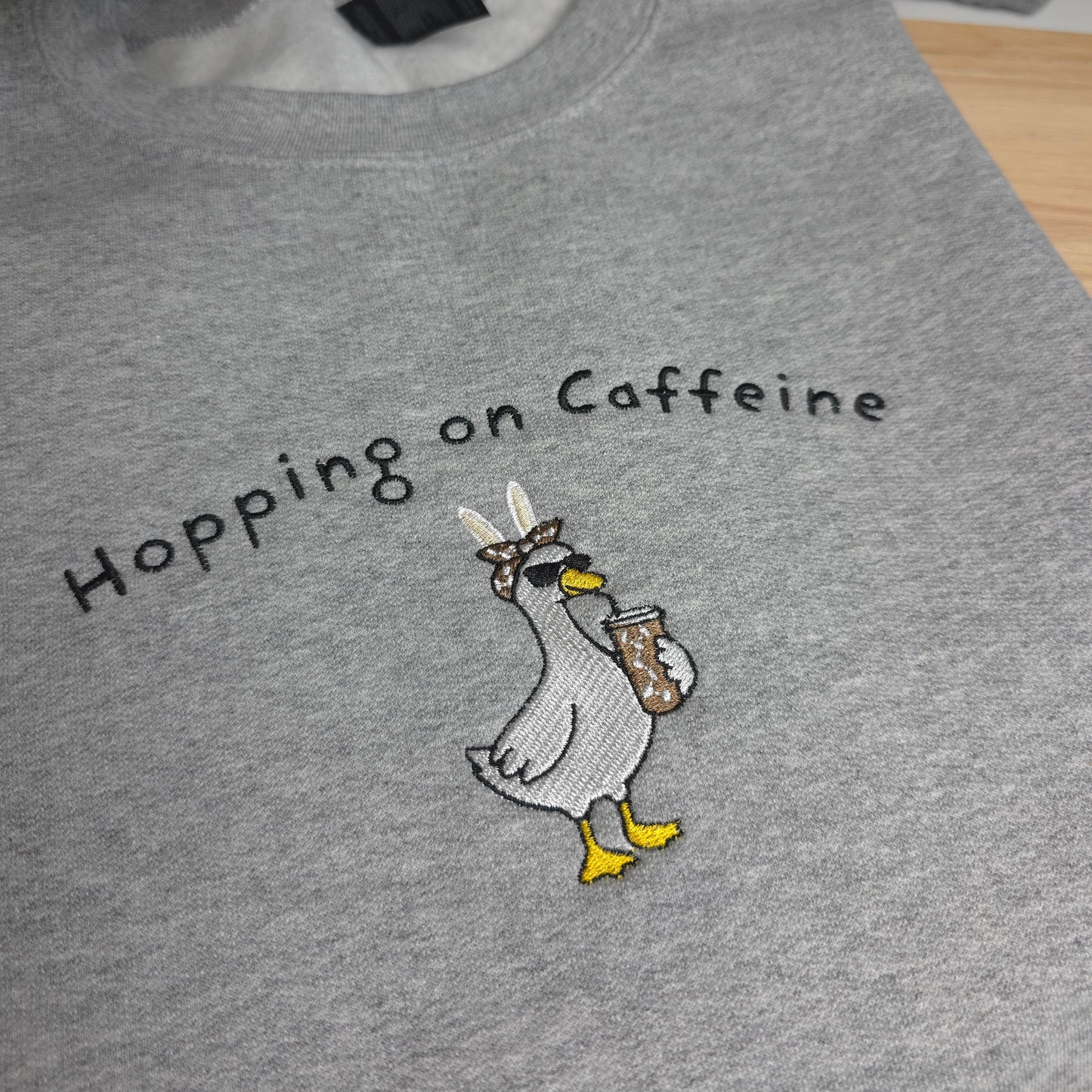 Embroidered Hopping On Caffeine Sweatshirt