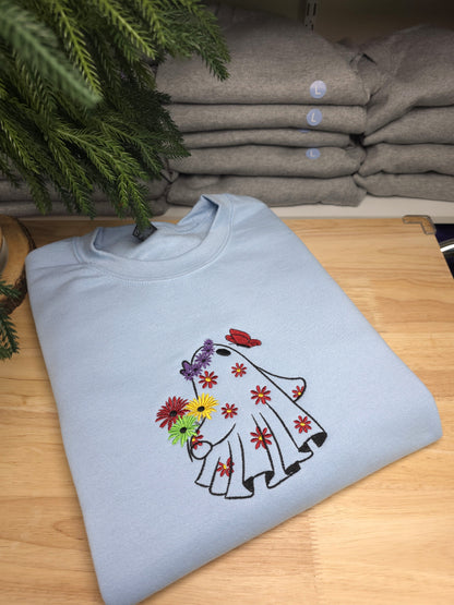 Embroidered Floral Ghost Sweatshirt