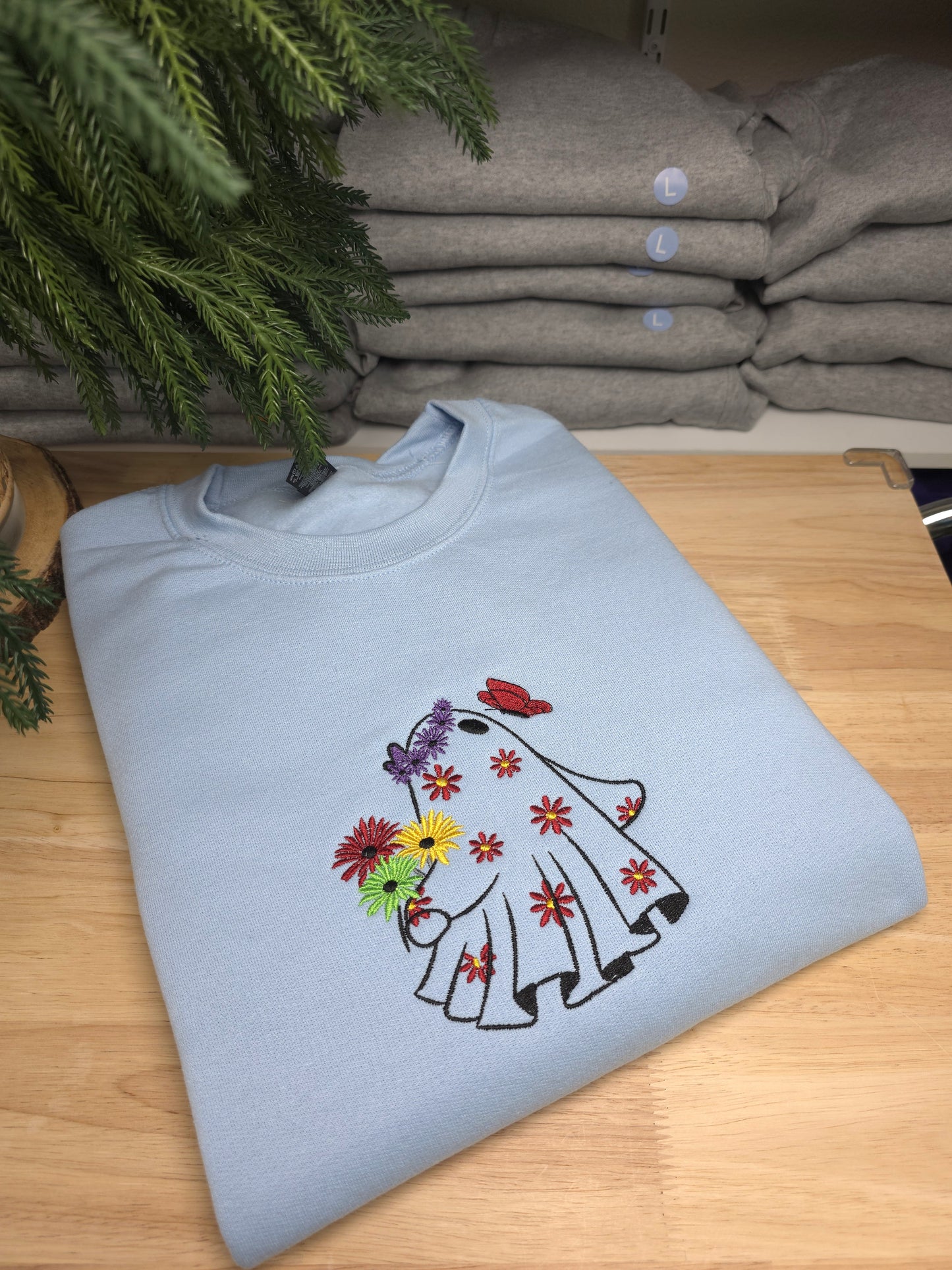 Embroidered Floral Ghost Sweatshirt