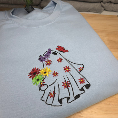 Embroidered Floral Ghost Sweatshirt
