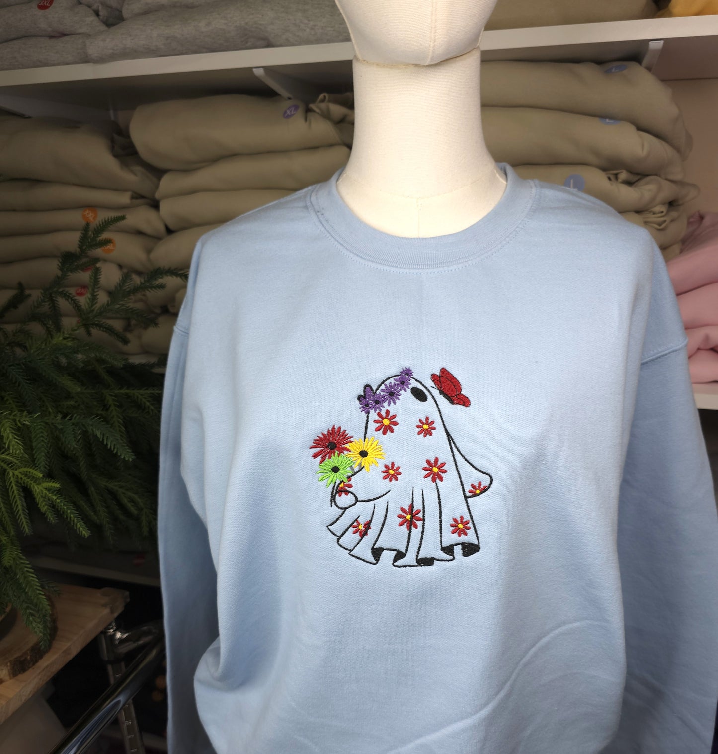 Embroidered Floral Ghost Sweatshirt