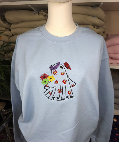 Embroidered Floral Ghost Sweatshirt