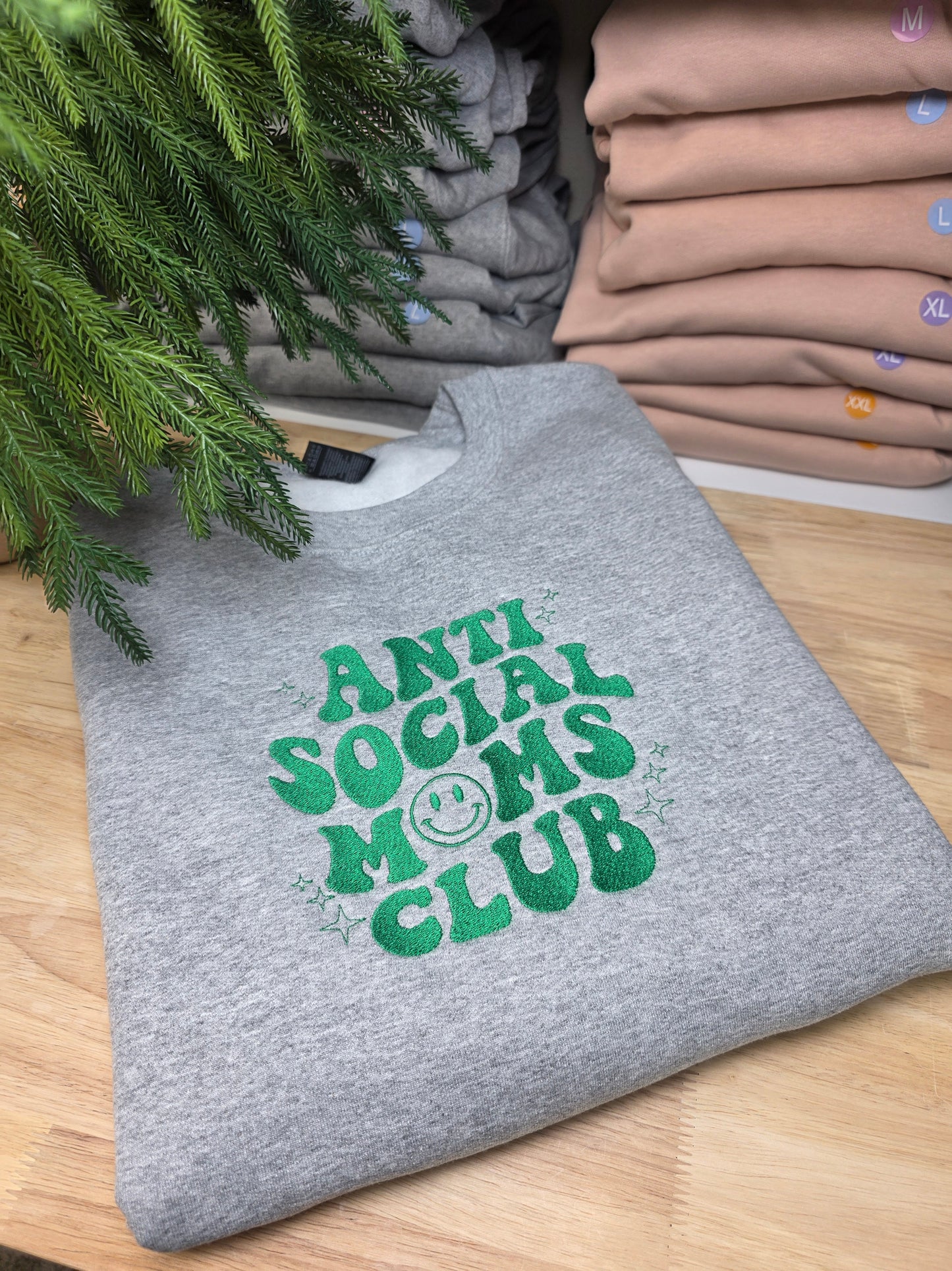 Embroidered Anti Social Moms Club Sweatshirt