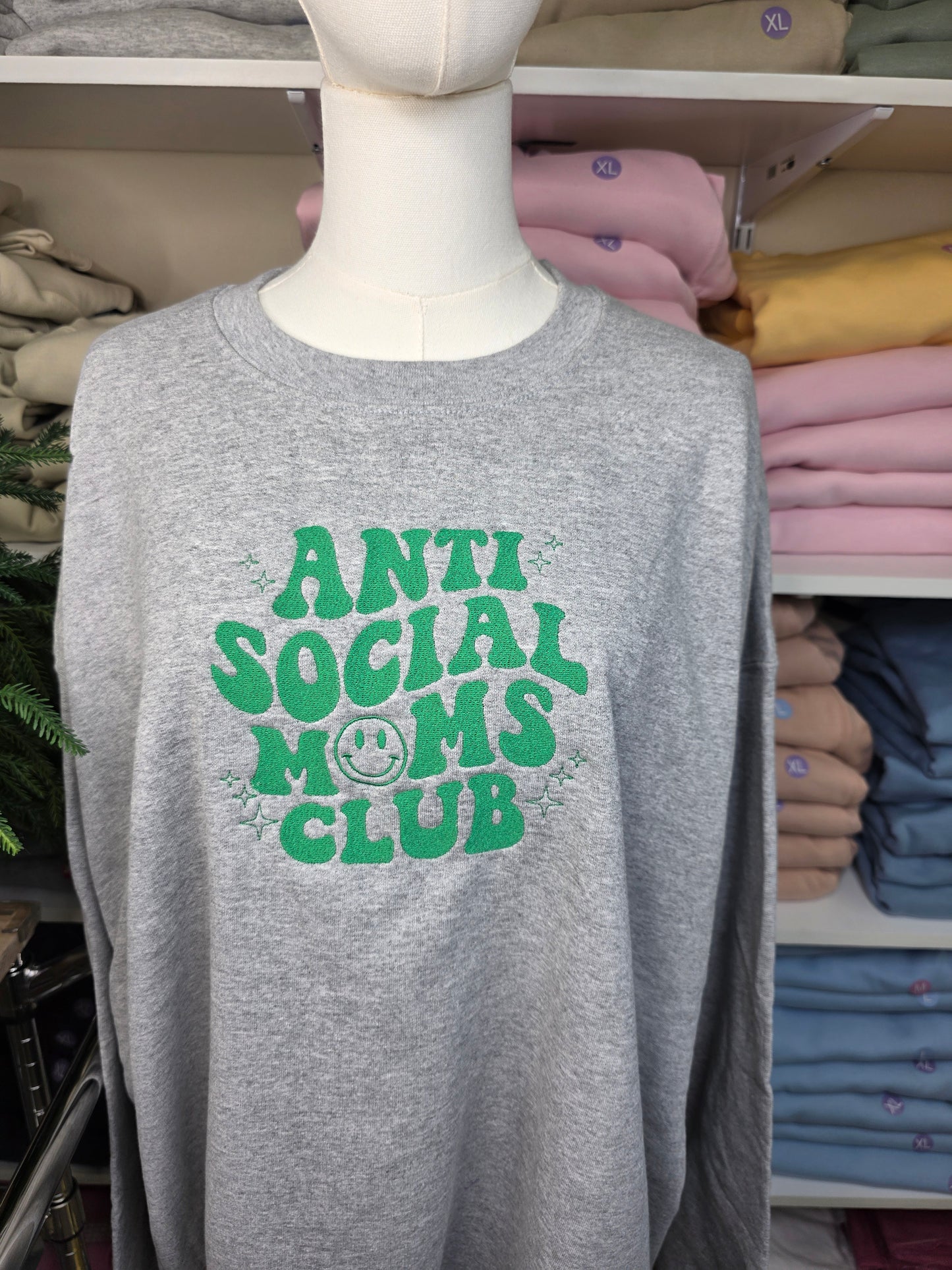 Embroidered Anti Social Moms Club Sweatshirt