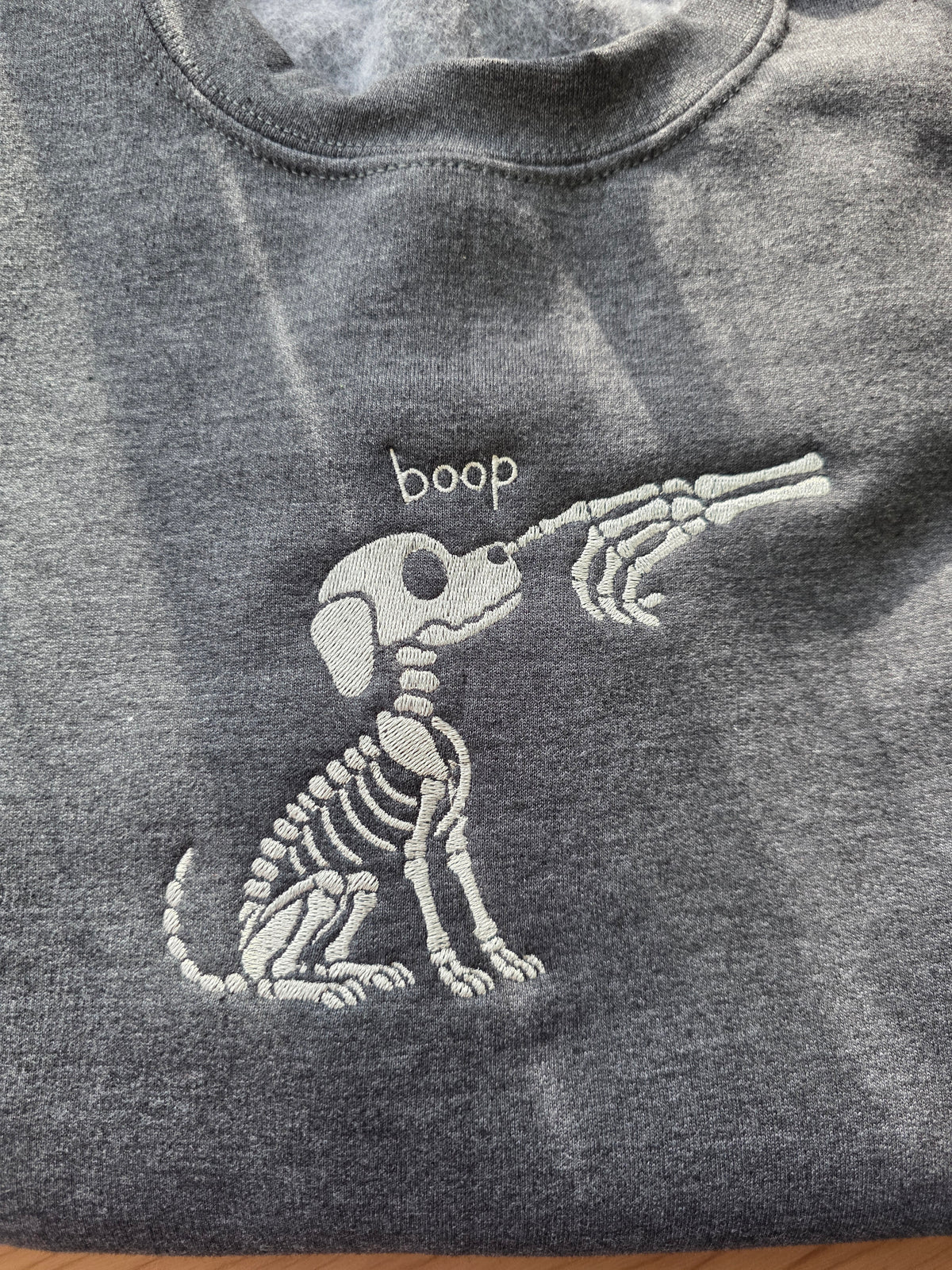 Embroidered BOOP Skeleton Dog Sweatshirt