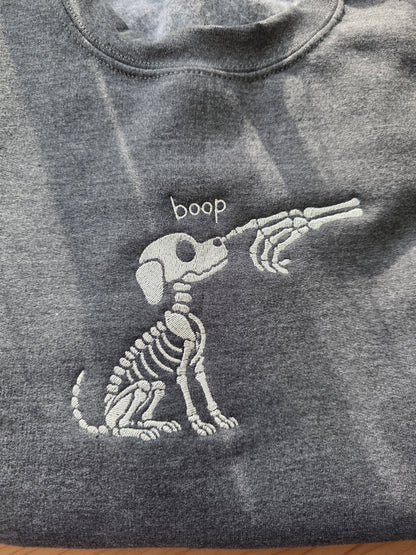 Embroidered BOOP Skeleton Dog Sweatshirt