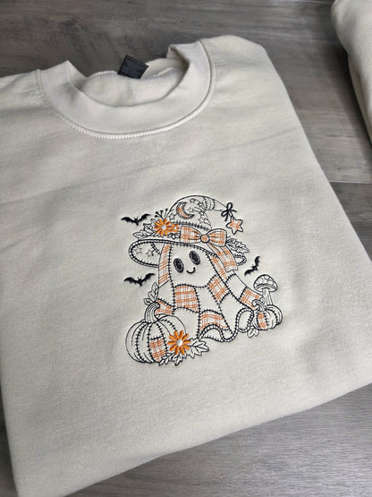 Embroidered Pumpkin Patch Ghost Sweatshirt