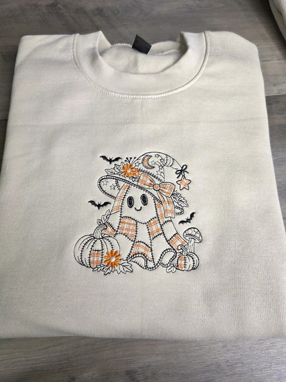 Embroidered Pumpkin Patch Ghost Sweatshirt