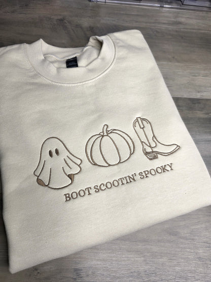 Embroidered Boot Scootin Spooky Sweatshirt