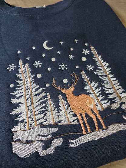 Embroidered Winter Forest Magic Premium Sweatshirt (Lane Seven)