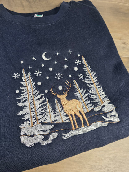 Embroidered Winter Forest Magic Premium Sweatshirt (Lane Seven)