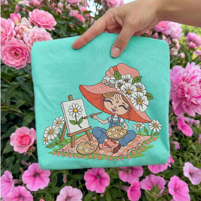 Faux Embroidery Life in Full Bloom Tee