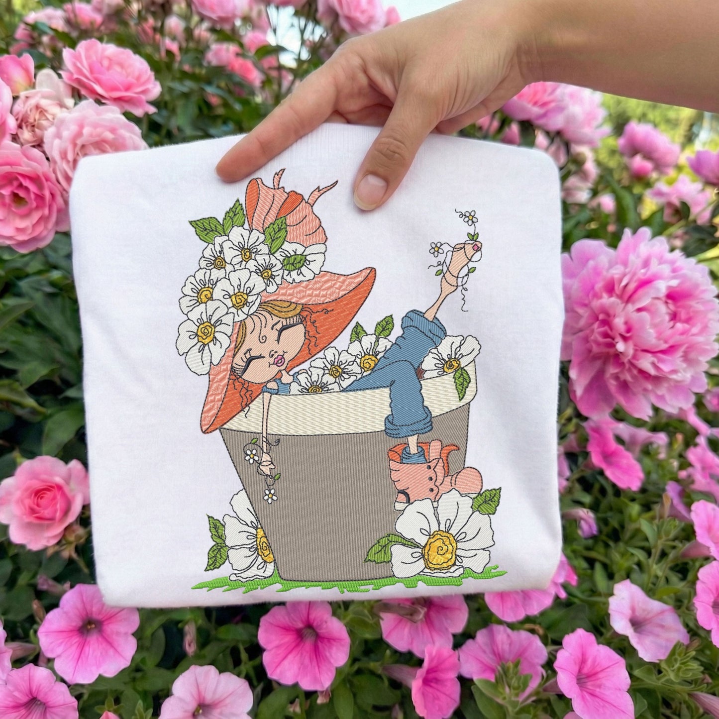 Faux Embroidery Life in Full Bloom Tee