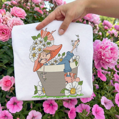 Faux Embroidery Life in Full Bloom Tee