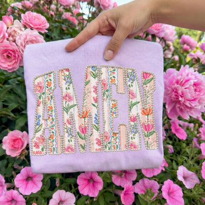 Faux Floral Patchwork AMEN Tee