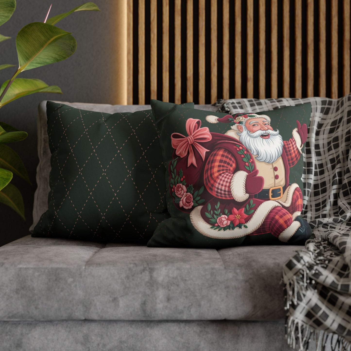 Festive Santa Faux Suede Pillowcase