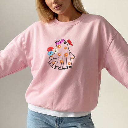 Embroidered Floral Ghost Sweatshirt