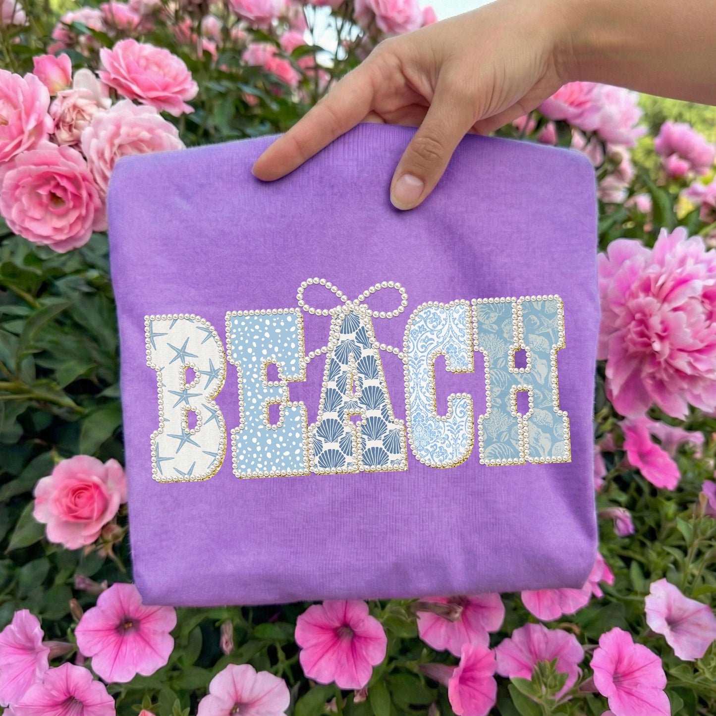 Faux Pearl Patch BEACH Tee