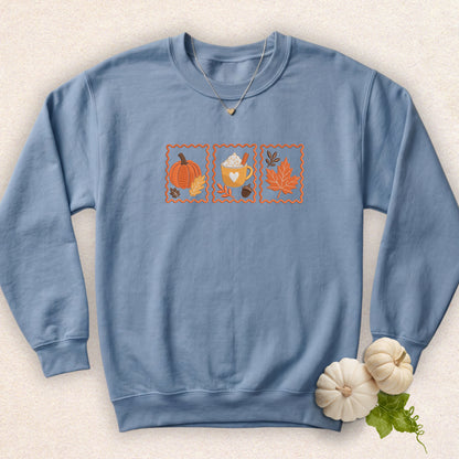 Embroidered Cozy Fall Stamps Sweatshirt