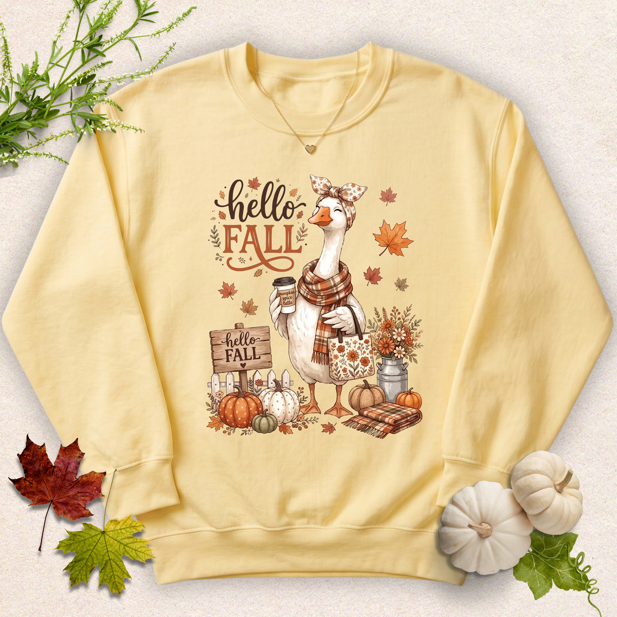 Hello Fall Mama Goose Sweatshirt