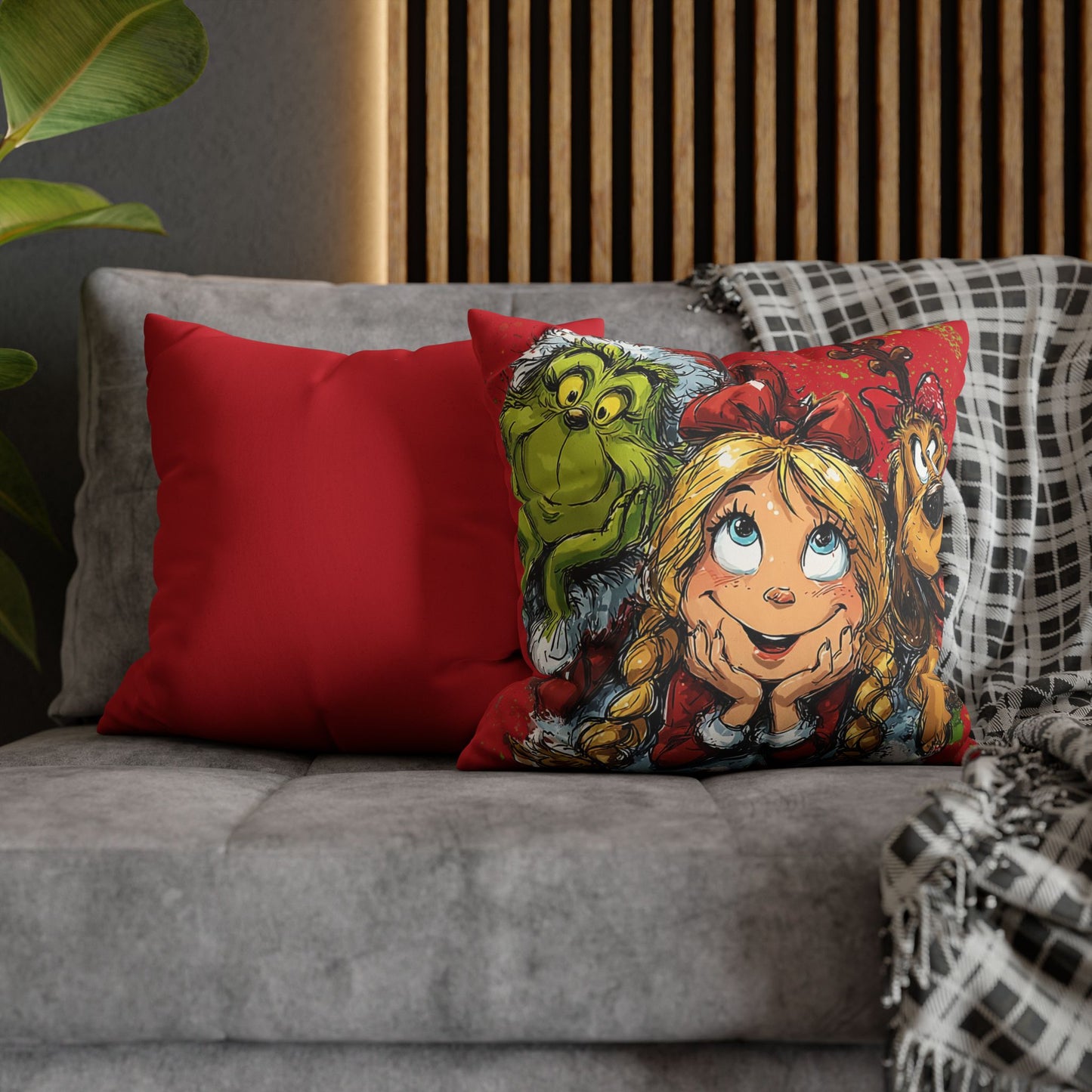 Christmas Friends Faux Suede Square Pillowcase