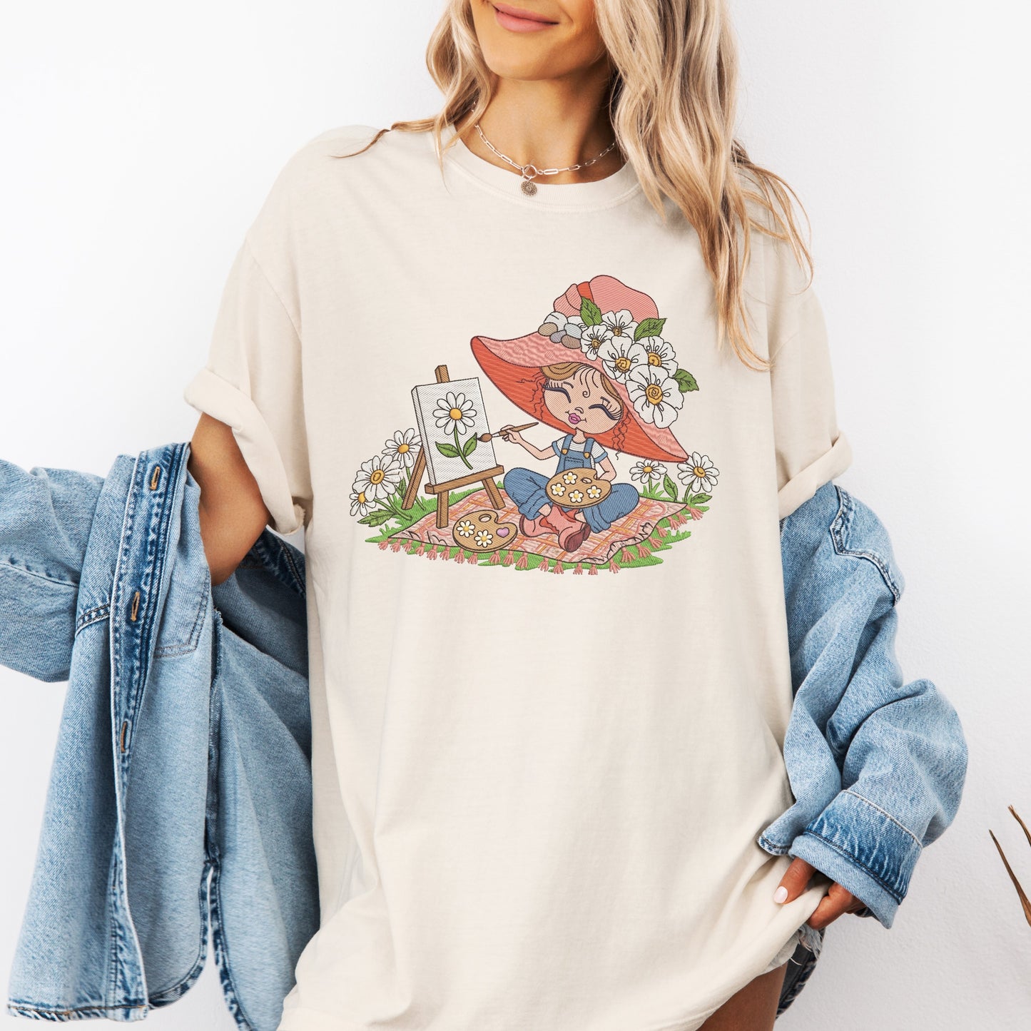 Faux Embroidery Life in Full Bloom Tee