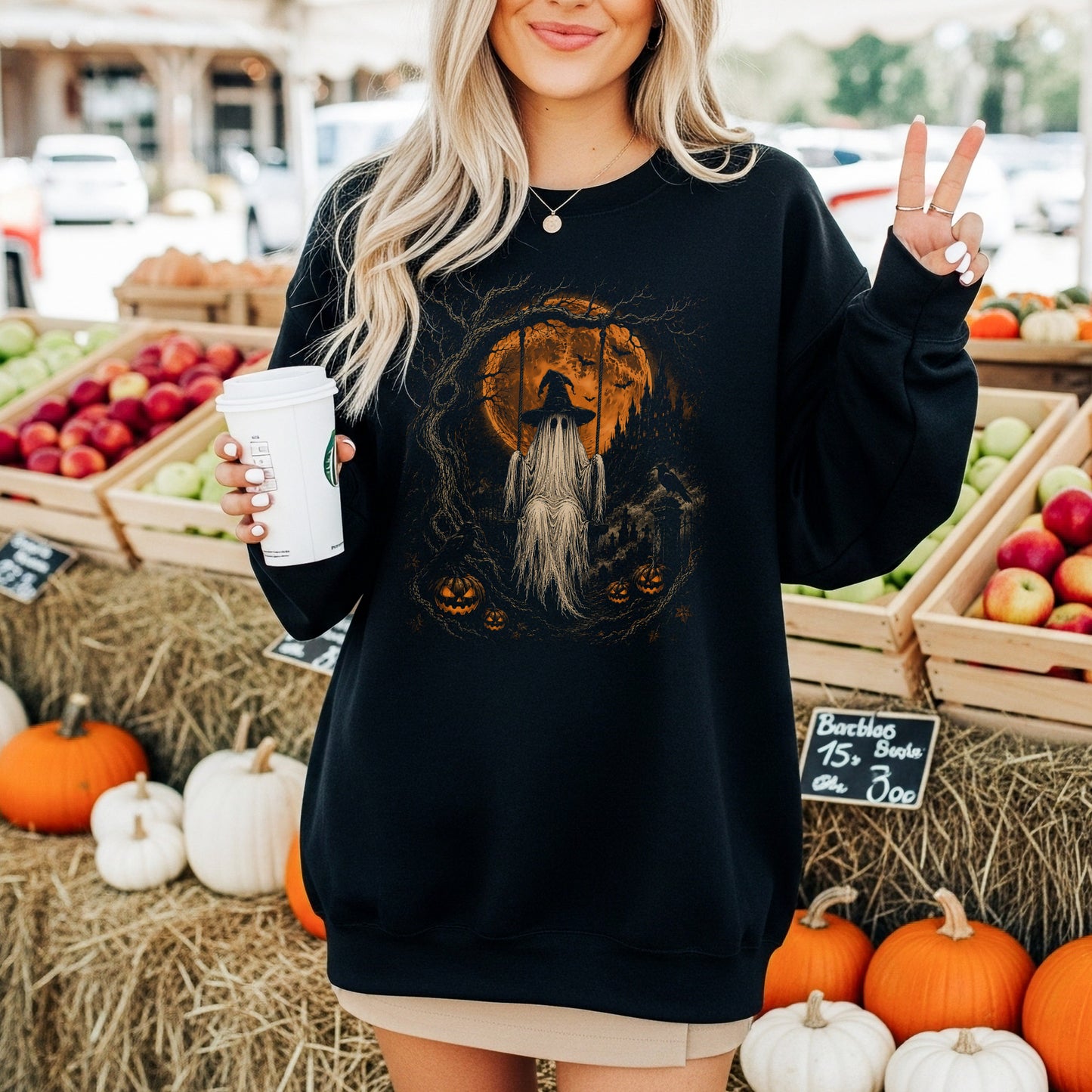 Witchy Ghost on Swing Sweatshirt