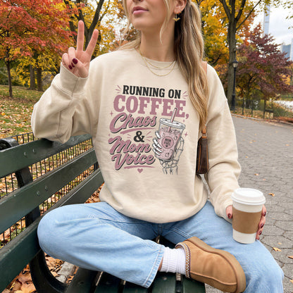 Running On Coffee & Mom Voice Sweatshirt