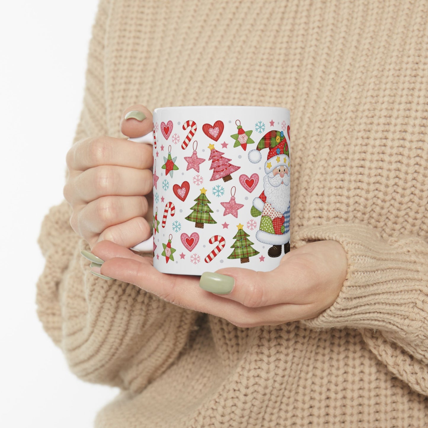 Christmas Santa Patchwork Ceramic Mug (11oz/15oz)
