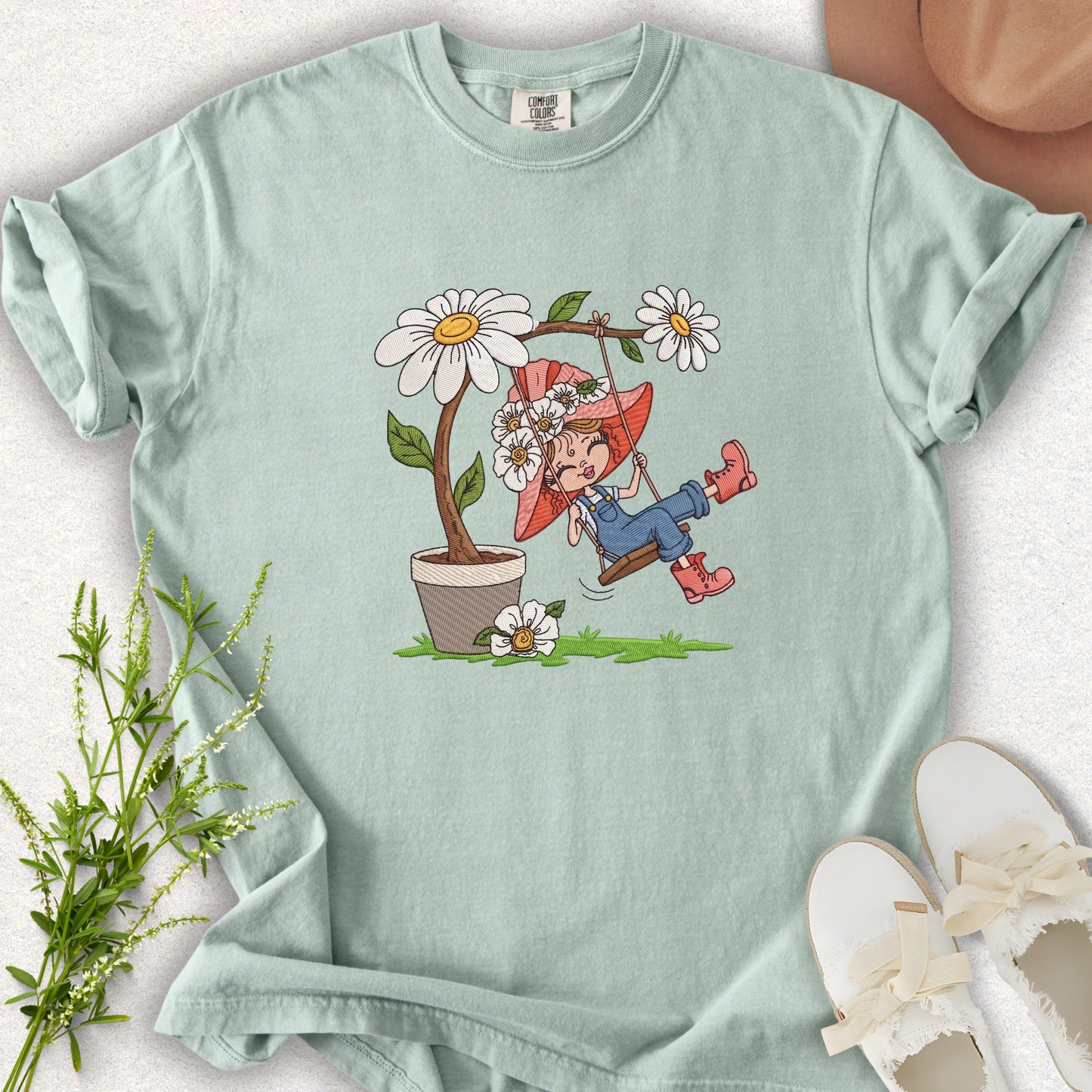 Faux Embroidery Life in Full Bloom Tee