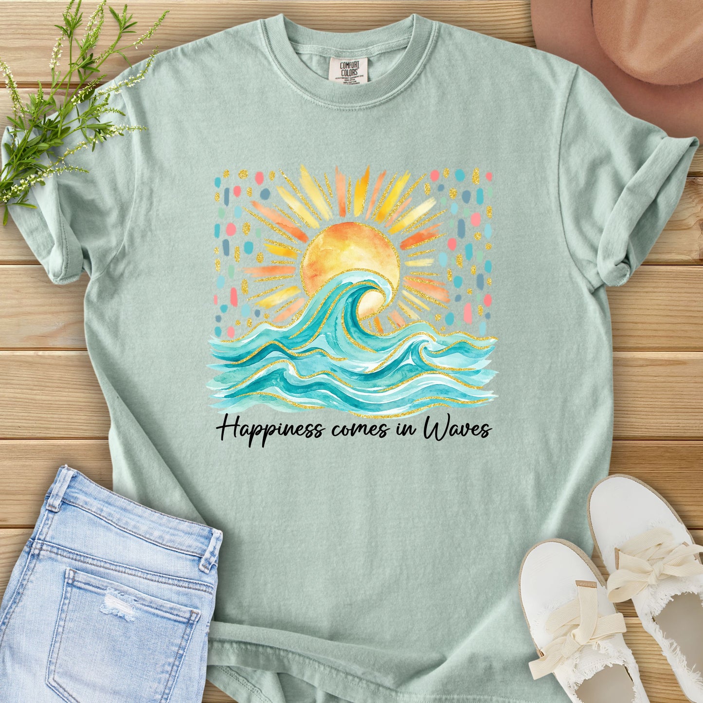 Happiness Comes in Waves Tee