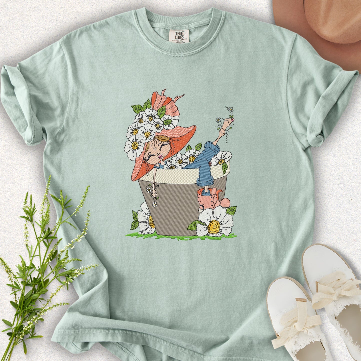 Faux Embroidery Life in Full Bloom Tee