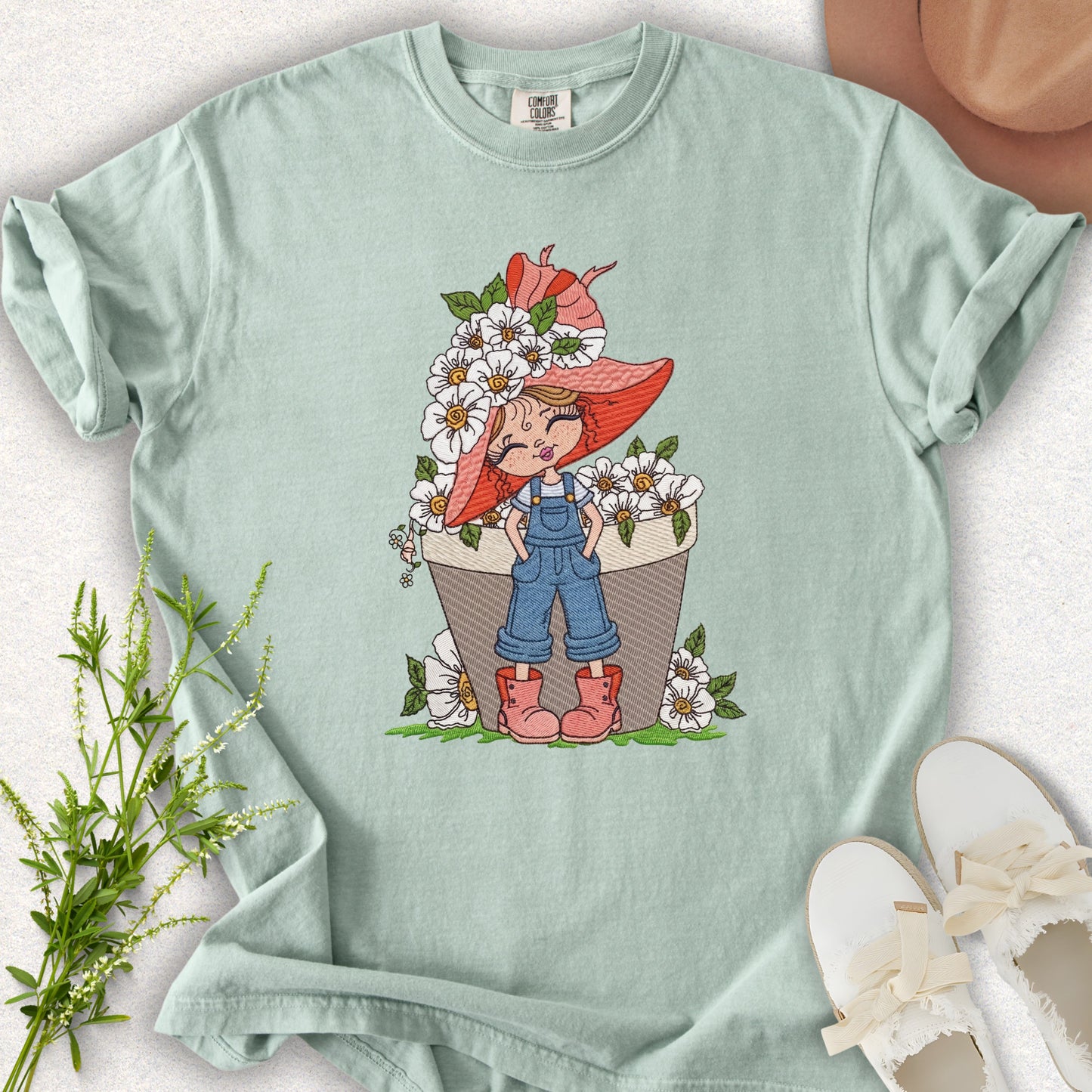Faux Embroidery Life in Full Bloom Tee