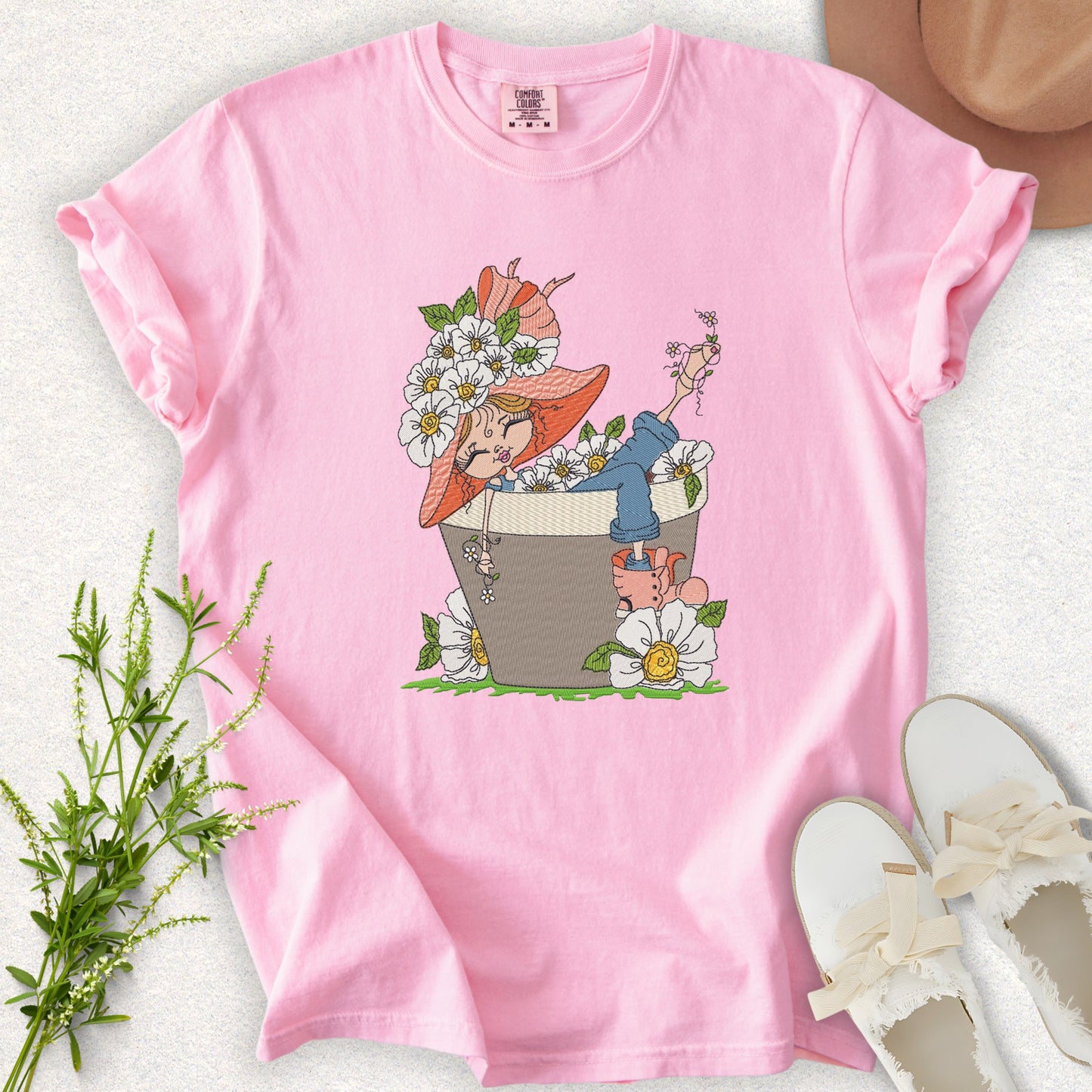 Faux Embroidery Life in Full Bloom Tee