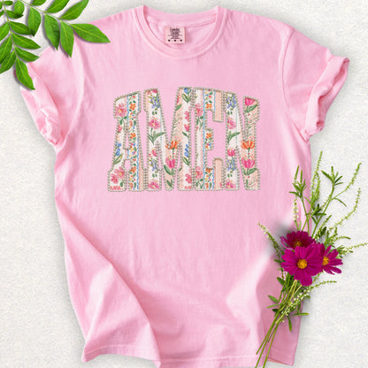 Faux Floral Patchwork AMEN Tee