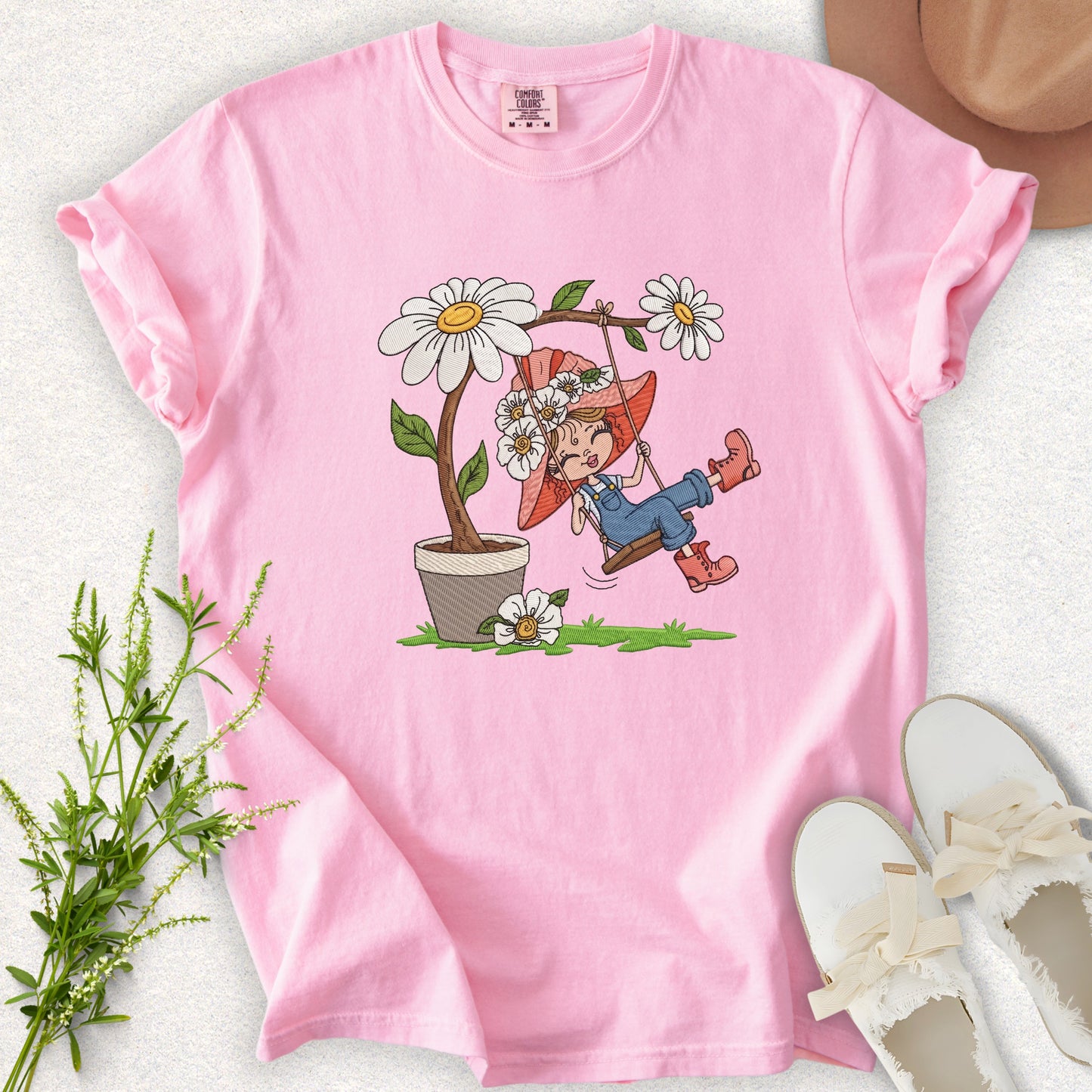 Faux Embroidery Life in Full Bloom Tee