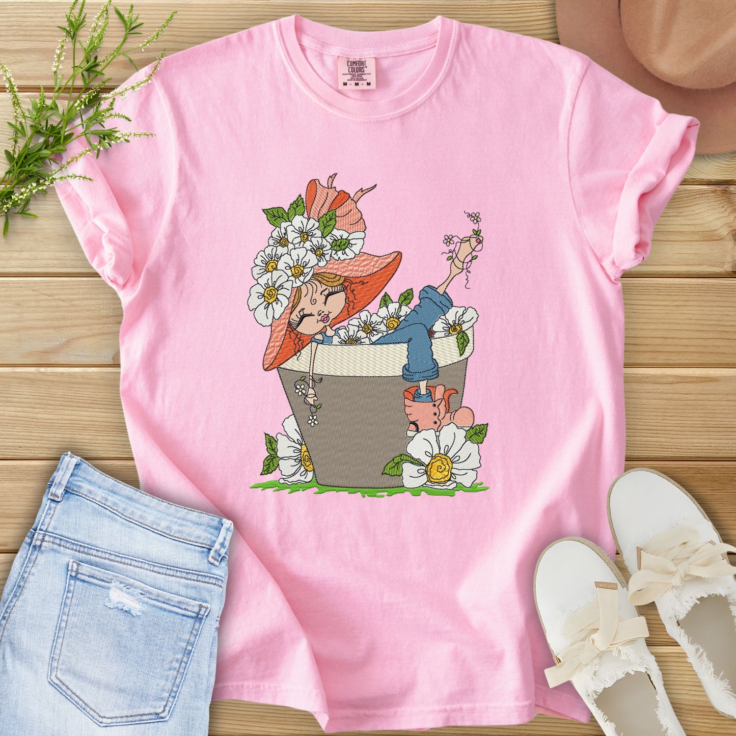 Faux Embroidery Life in Full Bloom Tee