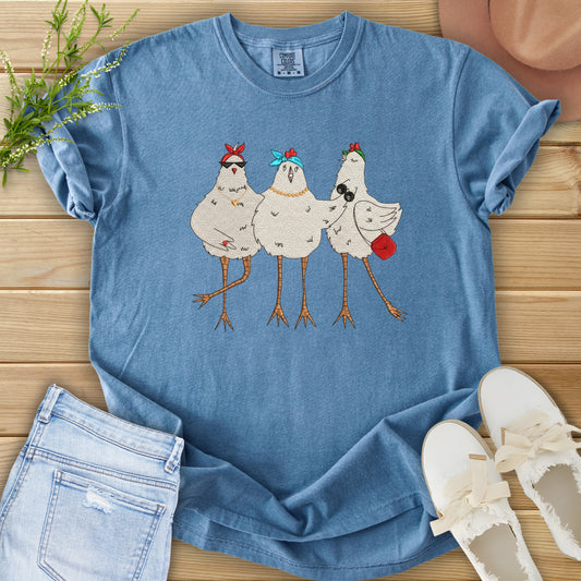 Faux Embroidery Chicken Gals Tee