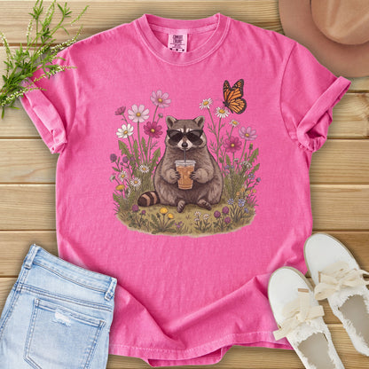 Iced Latte & Wildflowers Racoon Tee